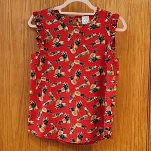 IVY CLOTHING Ruffle Sleeveless Pineapple Blouse Top